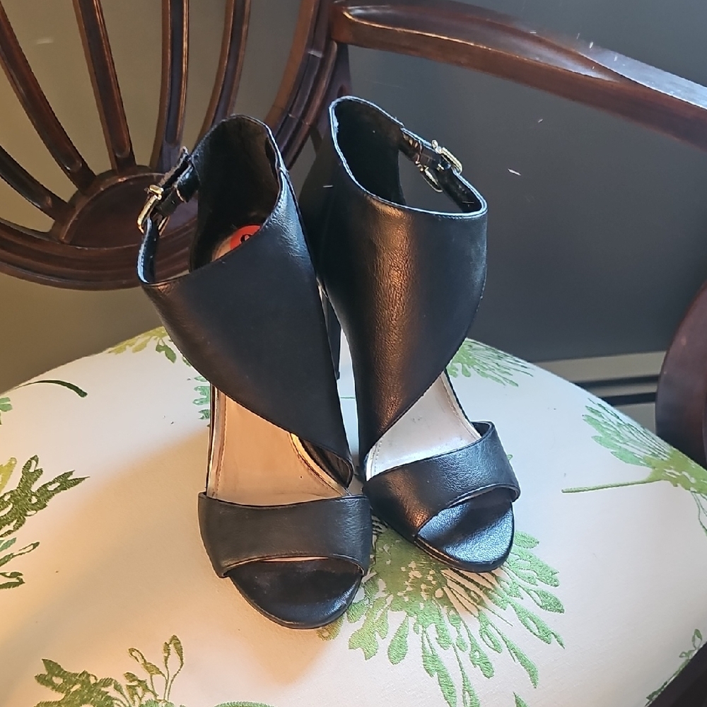 BCBG  Black Open-Toe Heels